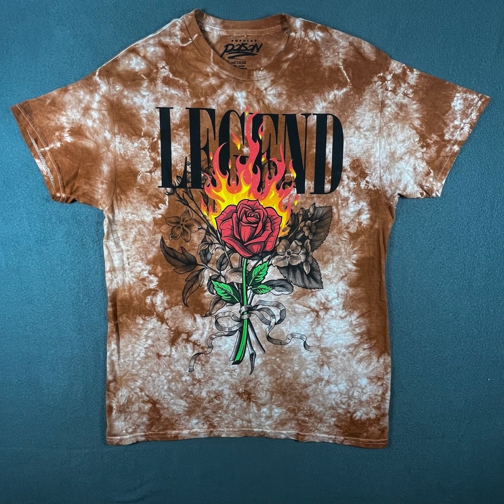 Popular Poison Legend Flame Rose Tie-Dye Graphic Tee‎ Streetwear Size Medium - Picture 2 of 7